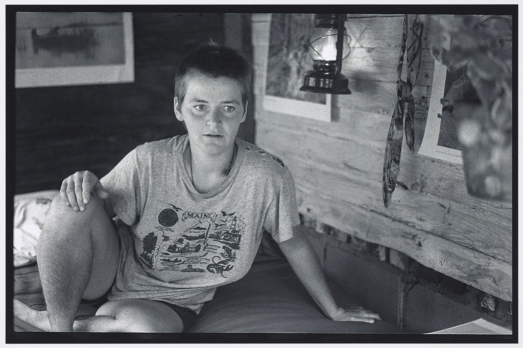 Lesbian Woman living in a packing crate, Truro MA, 1974